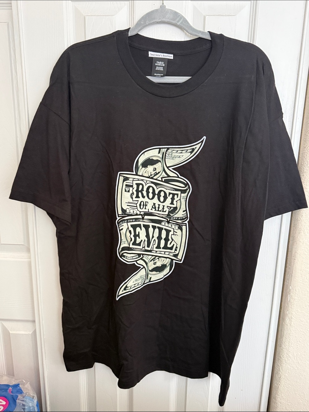 Hanes Black "Root of All Evil" Graphic Tee - Picture 4 of 5
